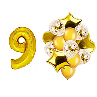 Фонтан із куль з цифрою "9", золото