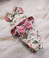 Летний конверт одеяло для девочки, принт цветы