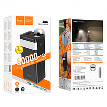 Повербанк із ліхтариком HOCO LED Powermaster J86 40000mAh | 2USB/Type-C, PD/QC, 5A/22.5W| Чорний, фото 6