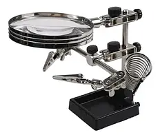 Третя рука тримач з лупою JM508 для паяння, діаметр лінзи 90 мм