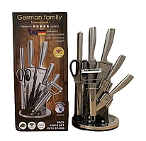 Набір міцних ножів German Family GF-S12 з нержавіючої сталі з підставкою 8 предметів