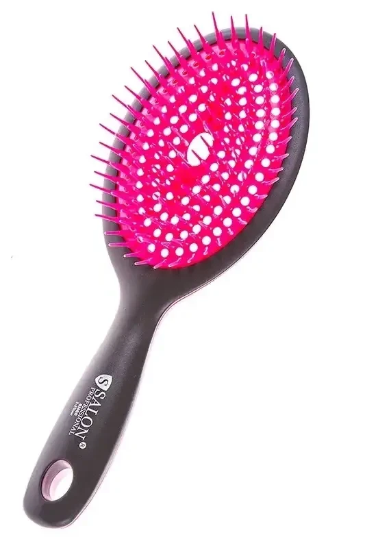 Щітка для розчісування (силікон) мала SALON графіт-рожевий, фото 1