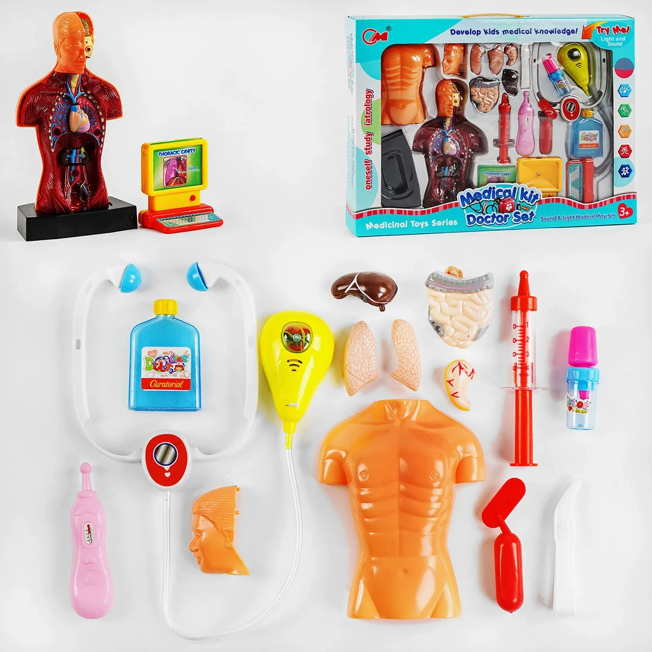 Набір лікаря ігровий "Анатомія людини" A-Toys 20 елементів, мед. обладнання, у коробці (3305 В)