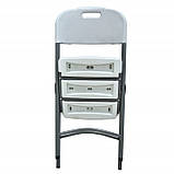 Крісло садове пластикове SEWEN Пластиковий стілець БІЛИЙ Туристичне крісло розкладне HT001 Стілець Стільчик, фото 3