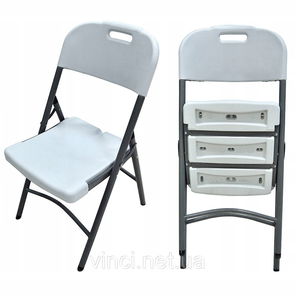 Крісло садове пластикове SEWEN Пластиковий стілець БІЛИЙ Туристичне крісло розкладне HT001 Стілець Стільчик, фото 1