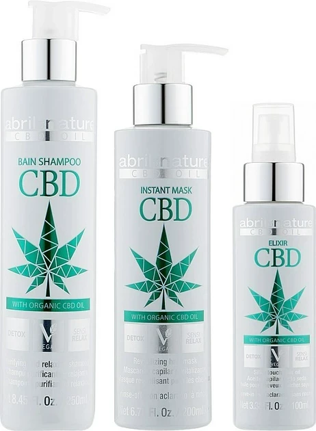 Набір для волосся ABRIL et Nature CBD Cannabis Shampoo 250 мл Mask 200 мл Elixir 100 мл