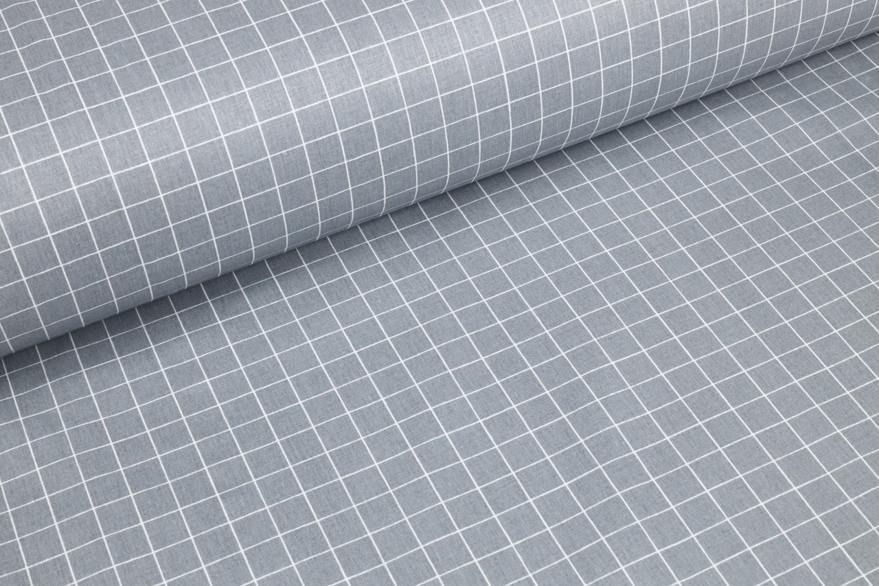 Відріз ранфорсу Клітинка дрібна біла на сірому 830х63 см