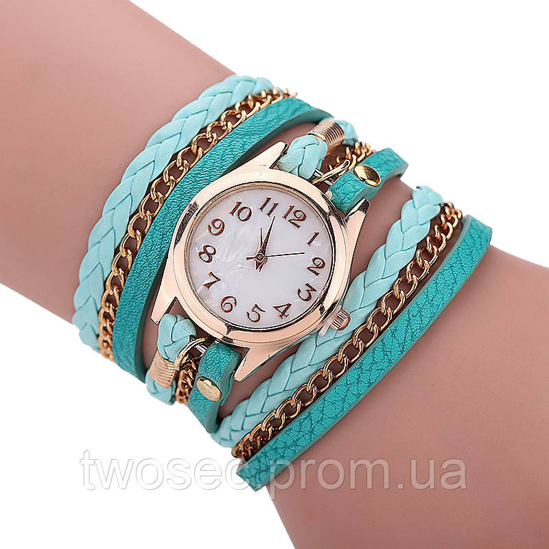 Жіночий наручний годинник-браслет кварцовий Relogio модний бірюзовий (tiffany)