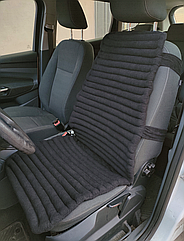 Біонакидка на автомобільне сидіння з наповнювачем гречане лушпиння Автокласик 114х50 см Чорна Вельвет