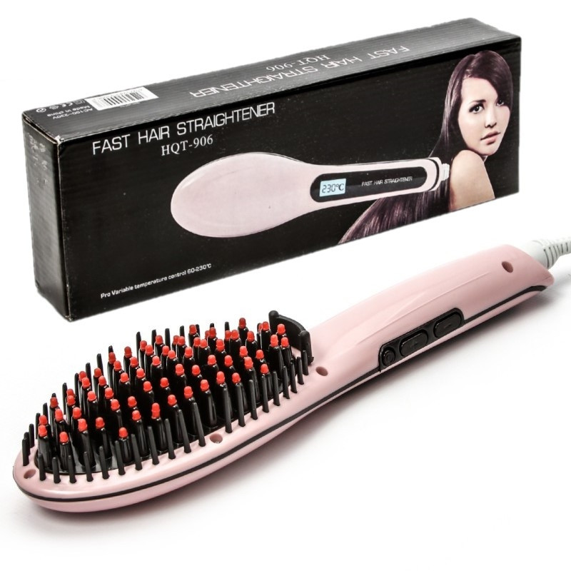 Електричний гребінець-випрямляч FAST HAIR STRAIGHTENER hqt-906/маскова щітка для волосся й прасок ОПТ
