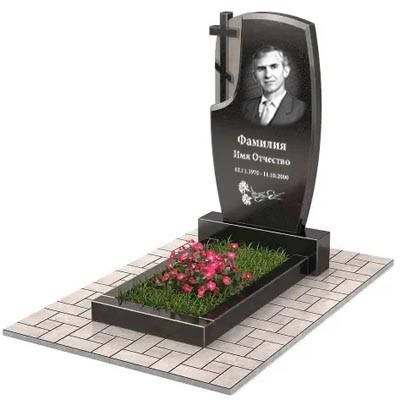 Пам'ятник на могилу із граніту з хрестом (100*50*5) О-205, фото 1