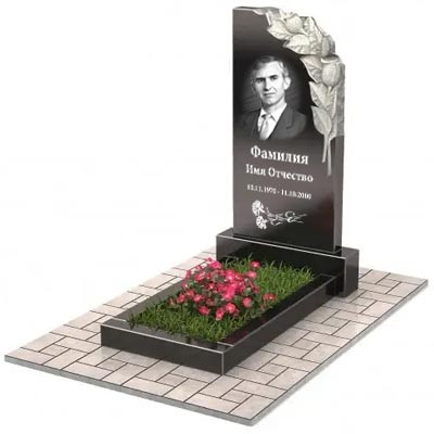 Пам'ятник на могилу із граніту з квітами (100*50*5) О-206