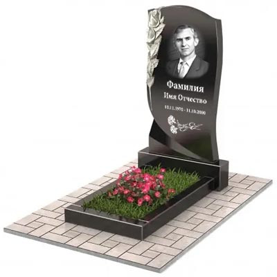 Пам'ятник на могилу із граніту з квітами (100*50*5) О-208