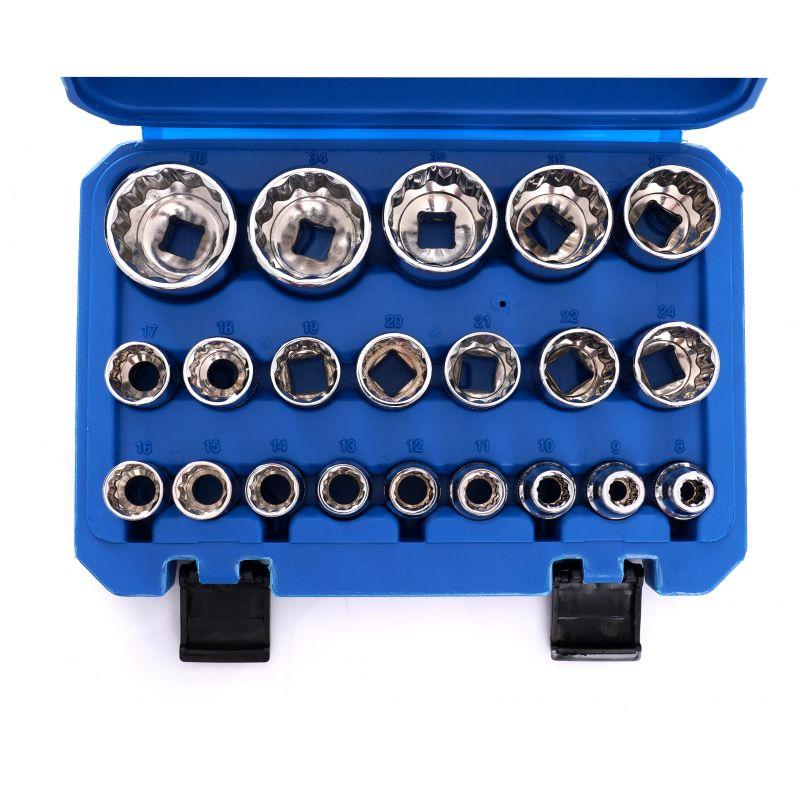 Набір 12-гранних торцевих головок Kraft&Dele 8-36 мм 1/2" KD10348