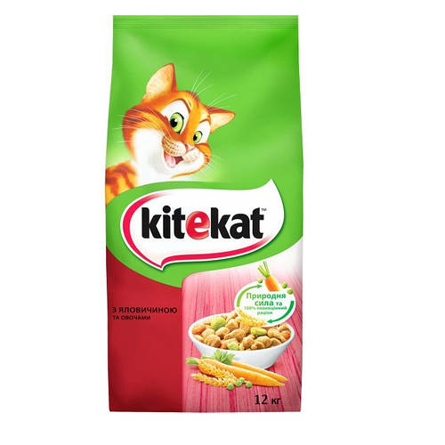Купить Kitekat для кошек с говядиной и овощами 12 кг, цена 1427 ...