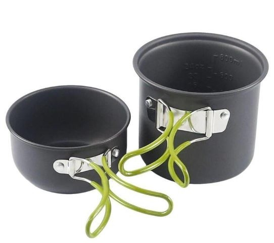 ТУРИСТИЧНИЙ НАБІР ПОСУДУ ДЛЯ КЕМПІНГУ З КОТЕЛЬКА І СКОВОРОДИ (КРИШКИ), фото 1