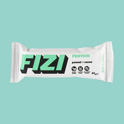 Протеїновий батончик Fizi Protein Bar 45 g Peanut + Cacao, фото 1