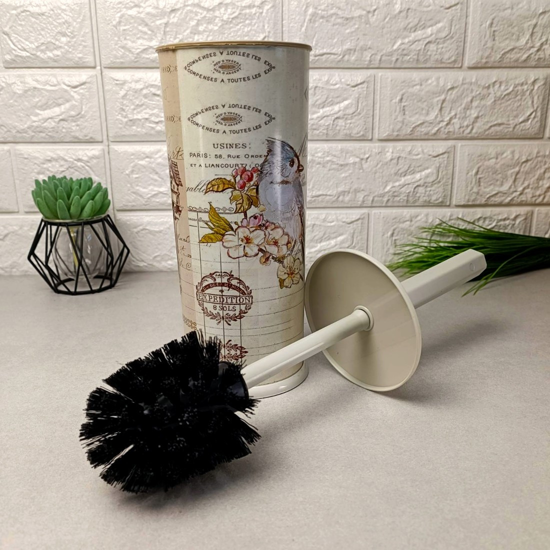 Туалетний йорж у високій циліндричній підставці з малюнком "Пташка" , 530 Elif