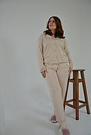 БАТАЛ женская пижама брюки, длинный рукав (большие размеры) пуговица, кружево