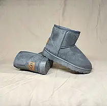 Уги UGG СІРНІ Екозамша низькі зимові жіночі унісекс короткі штучна замша UGG Grey, фото 6