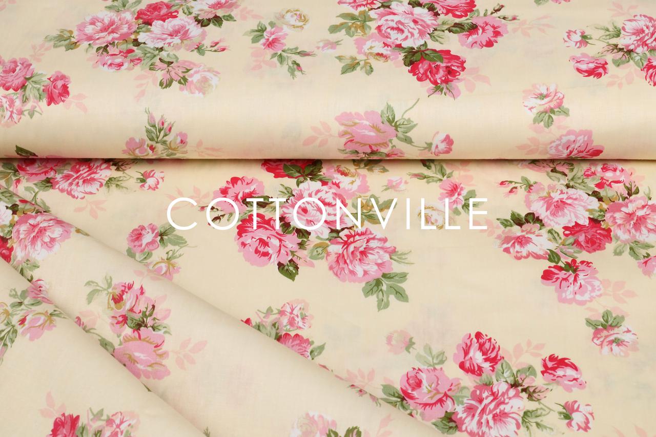 Сатин-твіл Букетики троянд айворі (залишок 2.85 мп)