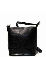 Жіноча сумка прямокутна стильна з натуральної шкіри 26×25×12 см чорна