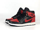 Чоловічі кросівки Nike Air Jordan 1 Retro High OG шкіряні молодіжні повсякденні чорні червоні, фото 3