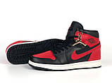 Чоловічі кросівки Nike Air Jordan 1 Retro High OG шкіряні молодіжні повсякденні чорні червоні, фото 6