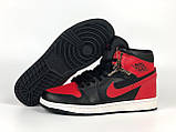 Чоловічі кросівки Nike Air Jordan 1 Retro High OG шкіряні молодіжні повсякденні чорні червоні, фото 8