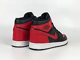 Чоловічі кросівки Nike Air Jordan 1 Retro High OG шкіряні молодіжні повсякденні чорні червоні, фото 7