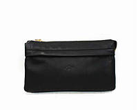 Женская кожаная сумка клатч со съемным ремешком 21×13×3 см черного цвета