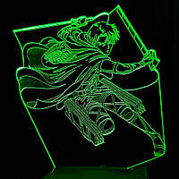 Акриловий 3D світильник-нічник Леві Аккерман 2 Атака Титанів зелений