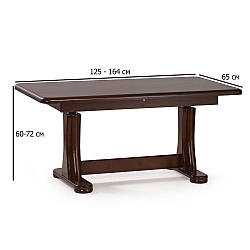Розсувний прямокутний стіл 125-164х60х72 см Tymon-2 у кольорі темний горіх для вітальні