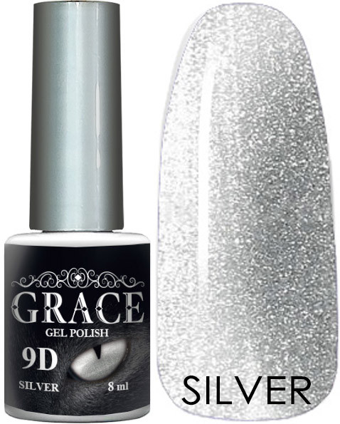 Гель-лак GRACE Super Cat Eye 9D Silver №10 8 мл Грейс - кришталеве, котяче око AVADONA