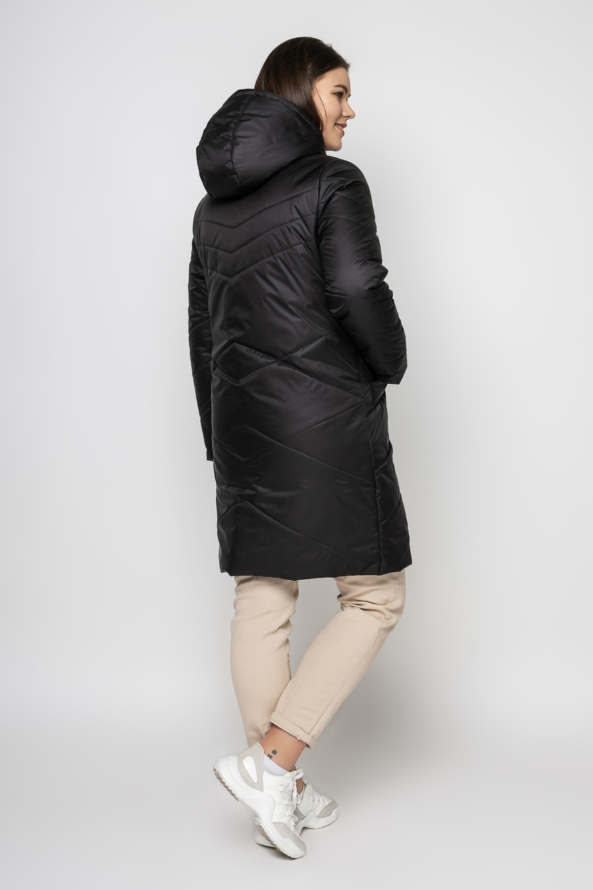 Красивая демисезонная куртка больших размеров в черном цвете - фото 2 - id-p1764969905