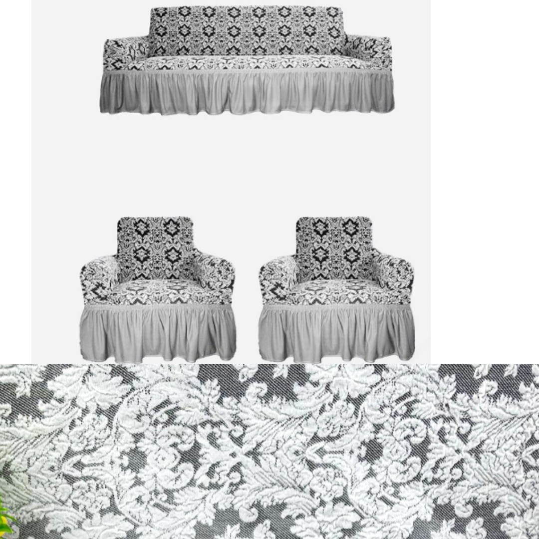 Натяжні чохли на дивани інтернет магазин жакардові, покривало на диван та крісла універсальні Туреччина Білий, фото 1