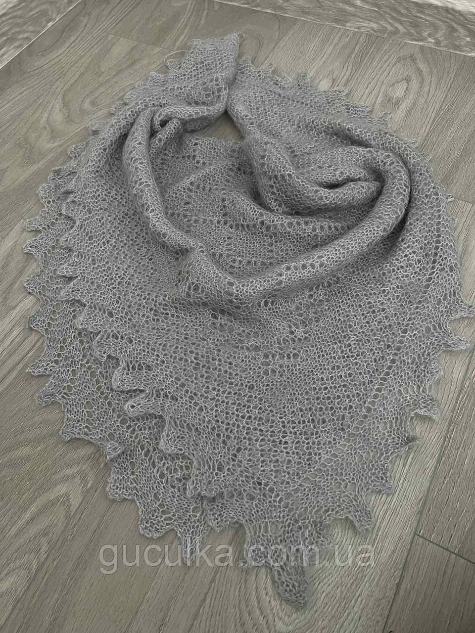 Хустина пухова подвійна в'язка 110*110 см ручна робота, фото 1