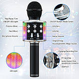 Караоке-мікрофон Wowstar Bluetooth, бездротовий мікрофон 5 в 1 танцювальні світлодіодні ліхтар (чорний), фото 2
