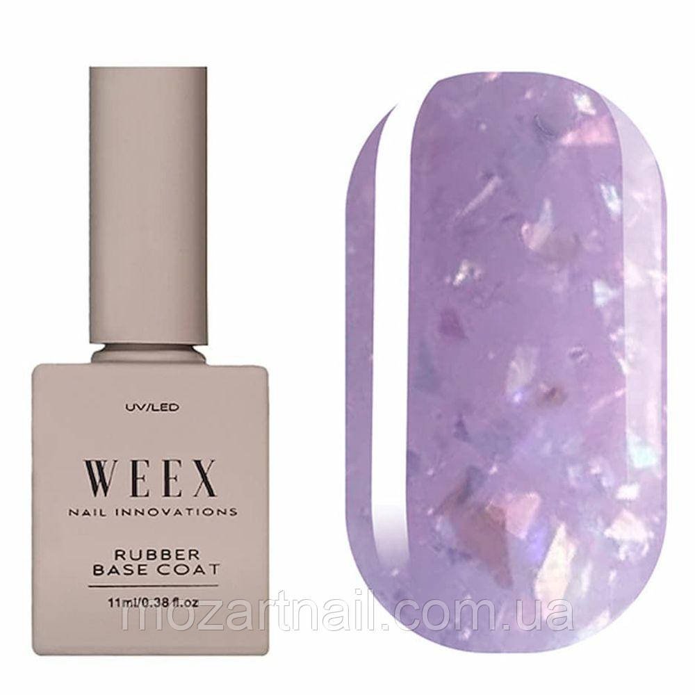Камуфлююча база Weex Onyx Gem Rubber Base 05 (фіалковий з різнобарвними пластівцями юкі), 11ml