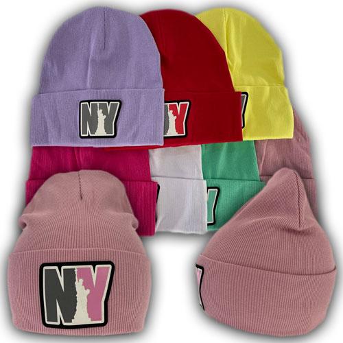 Двойная трикотажная шапка с отворотом для девочки