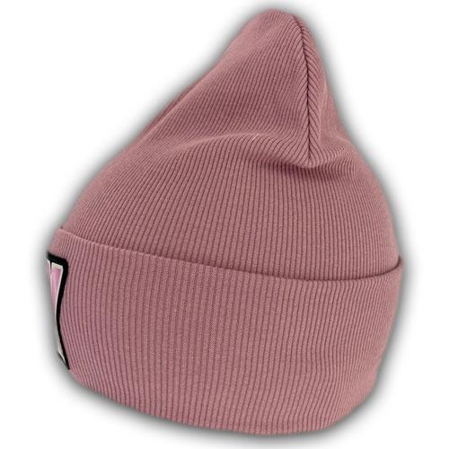 Двойная трикотажная шапка с отворотом для девочки