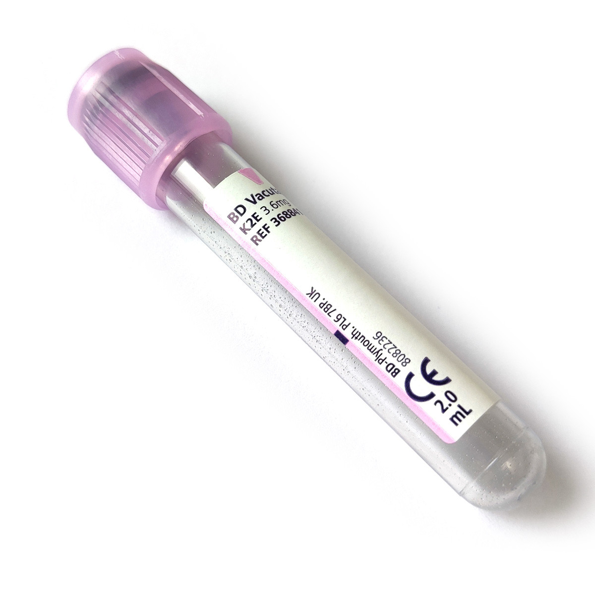 368841 Пластикові пробірки К2 ЕДТА з бузковою кришкою BD, 2мл