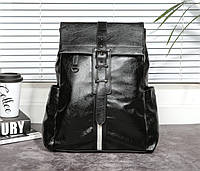Стильный городской рюкзак мужской из ПУ кожи черный