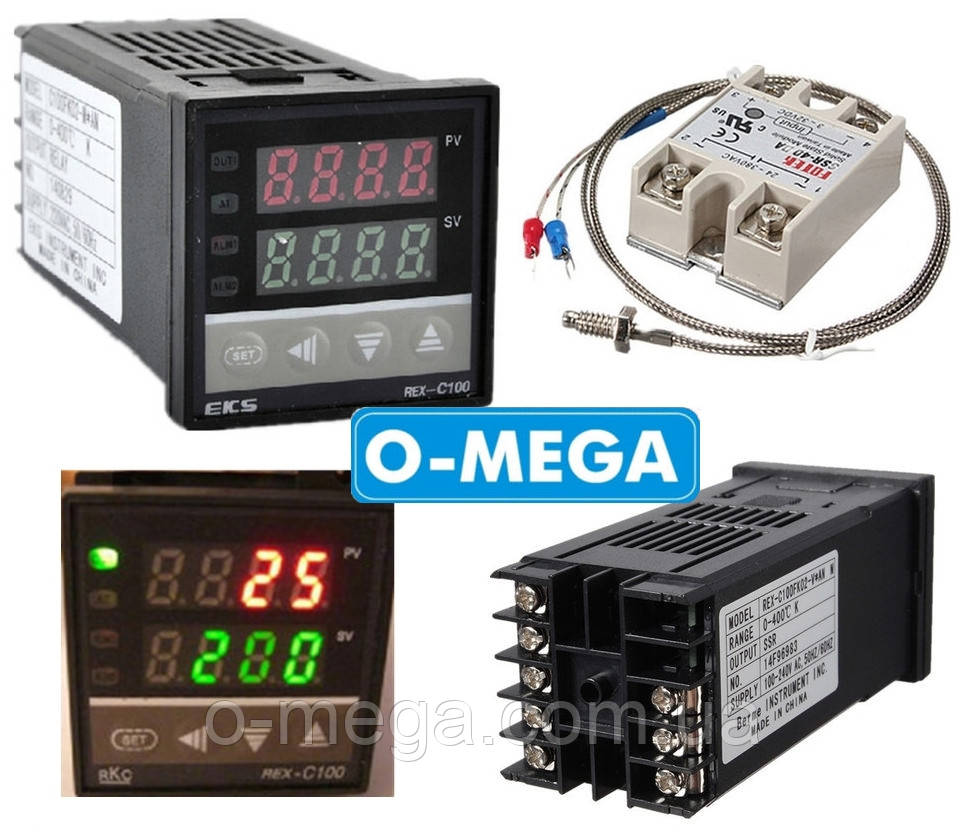 ПІД-терморегулятор REX-C100+SSR-40 DA+термопара 2 метри 0-400 °C