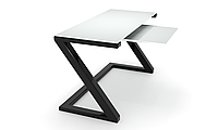 Компьютерный стол Ресифи white+ каркас сталь столешница стекло белый глянец 1200х600х750 мм (БЦ-Стол ТМ)