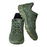 Тактичні кросівки шкіряні хакі зі шкіри Мустанг прошиті весна осінь розмір 40-45