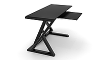 Компьютерный стол Сантор black+ каркас сталь столешница стекло черный глянец 1200х600х750 мм (БЦ-Стол ТМ)
