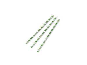 ЕКО Біла паперова соломинка Jumbo 210х07 із зеленою смужкою (350 шт/уп)