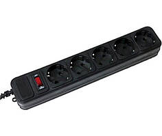 Мережевий фільтр Maxxter SPM5-G-6В чорний, 1.8 м. 5 розеток