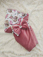 Зимний велюровый конверт одеяло для новорожденных, темная роза